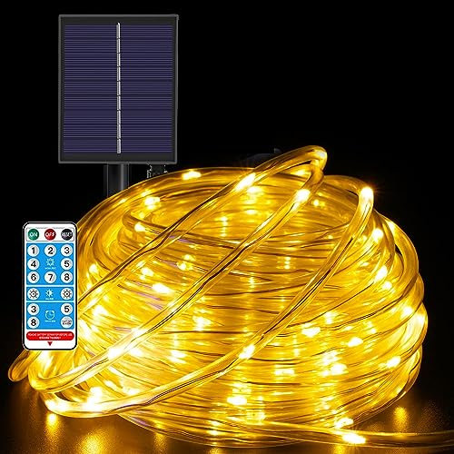 Kluwahli Solar Lichtschlauch Außen Innen 17,9M, 180 LEDs Wasserfest 8 Modi Lichterschlauch Leuchtschlauch Led Schlauch für Außenbereich Innenbereich Garten Fest Party Hochzeit Weihnachten (Warmweiß)