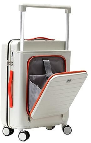 Lightweight Trolley Case, Carry-on Suitcase, with Swivel Wheels, Suitable for Men and Women, Students (White 20 inches)