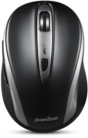 Perixx PERIMICE-721 Kabellose ergonomische Maus, 5 Tasten, optisches Design, kompatibel für Desktop- und Laptop-PC, kabellos, 2,4 GHz, Eisenschwarz