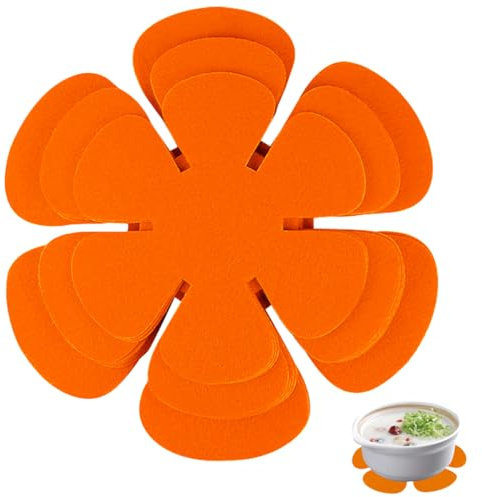 12Pcs Pan Pot Protectors 3 Different Sizes Cookware Insulating Mat Dividers Pads for Protecting and Separating Pots and Pans（Orange）
