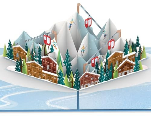 papercrush® Pop-Up Karte Skipiste - 3D Gutscheinkarte für Skifahren für Frauen und Männer, Gutschein für Skipass & Skiurlaub, Handgemachte Ski Geschenkkarte für beste Freundin, Winter Geburtstagskarte