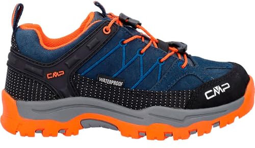 CMP Kids Rigel Low Trekking Shoes WP, Zapatos para Caminar, B. Blue-Arancio, 35 EU