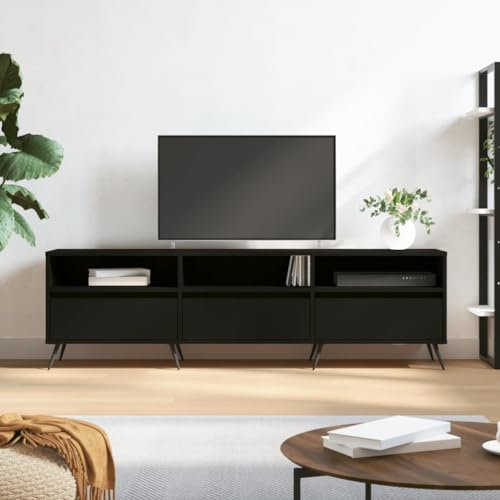 TJROO Mobile Porta TV Nero 150x30x44,5cm Legno Multistrato y Ferro Armadio TV Consolle TV Mensola Sotto TV Mobile Basso con Ante Mobile TV Vetrina Mobile con Ante Mobiletto TV