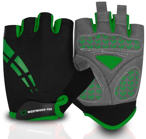 WESTWOOD FOX Fahrradhandschuhe für Herren und Damen Halbfinger-Gel-gepolsterte rutschfeste Mountainbike-Handschuhe atmungsaktive Stoßdämpfung griffige Handfläche