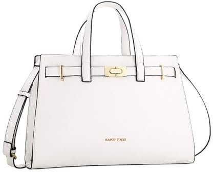 MARCO TOZZI Damen Umhängetasche klassisch Zierspange Henkel 2-61008-42, Farbe:Weiß