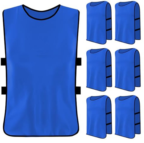 Ehuihuan 6 Stück Fußball Leibchen Kinder Set, Sport Training Lätzchen, Trainingsleibchen Basketball für Kinder, Sport Trikot Leibche für Fussball, Netzball, Rugby, Hockey, Cricket, Volleyball (Blau)