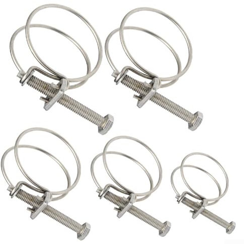 Lot de 10 colliers de serrage en acier inoxydable pour tuyau de bassin, à double fil, accessoire de jardin ondulé (10 pièces 36-40 x 2