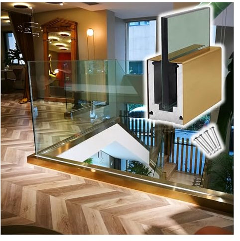 Geländerpfosten Glashalter Glasklemme Glasgeländer Zapfen für Boden/Einbau/Seitenmontage, 1m–10m lang gewerbliche Glaszaunplatte Zapfen Klemme aus Aluminium für Terrasse Pool Dachboden Treppen Balkon