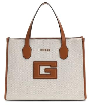GUESS G Status Compartment Tote Natural/Cognac