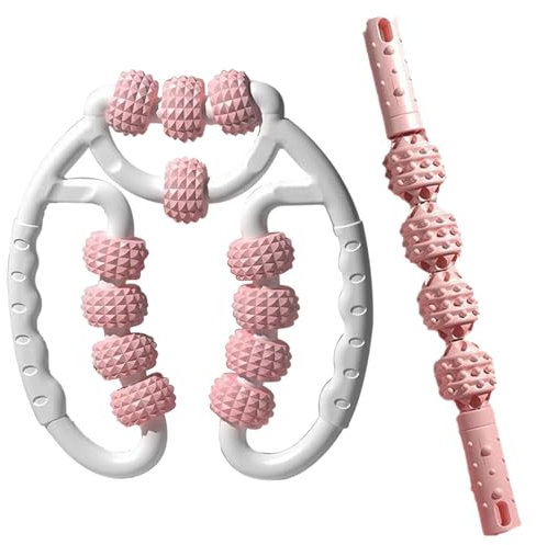 Missmisq Beinmassagegerät, Rollstab, Wadenmuskel-Massagegerät | 2-teiliges kreisförmiges Bein-Trainingsgeräte-Set | Beinkrämpfe-Massage-Roller-Stick-Set zur körperlichen Erholung, Muskelverspannungen