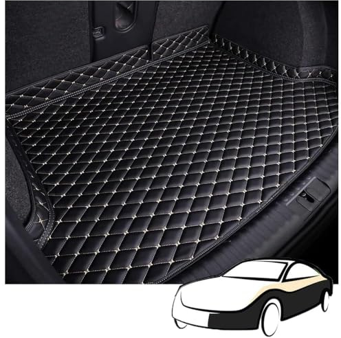 MNBHJGR Auto Leder Kofferraummatte für Volvo XC-60 (XC60) 2017-2024, Wasserdicht Antirutsch Kofferraumwanne Schutzmatte, Flacher Stil Kofferraummatte,C Black Beige