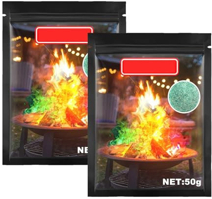Katyjun 50 G X 2 Feuerfarben Pulver, Buntes Feuer Pulver, Feuer Farbe Für Veranstaltungen im Freien