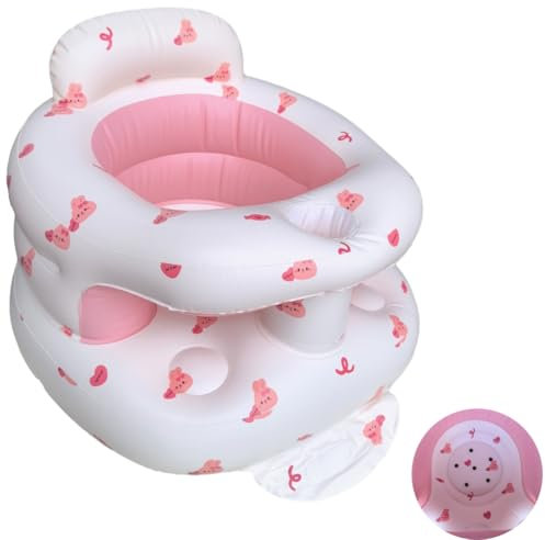 Asiento inflable para bebés a partir de 4 – 24 meses, sofá de apoyo lumbar, soporte de suelo para bebés para aprender a sentarse (actualización de conejo)