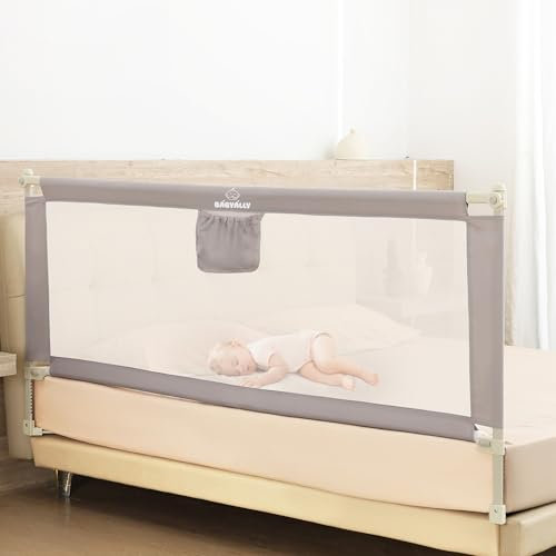 Bettgitter für Kleinkinder, 180cm Bettschutzgitter Kinderbettgitter für Kinder Babybettgitter Klappbar, Kinderbett Kinderbettschutzgitter Rausfallschutz Bett, 5 Minuten schnelle Installation