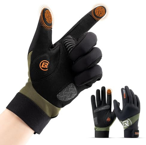 ROCKBROS Fahrradhandschuhe Herren Lang, Touchscreen Warm Skihandschuhe Atmungsaktiv Laufhandschuhe Schneehandschuhe MTB