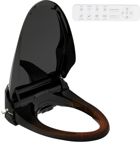 YU YUSING Intelligenter Smart Toilettensitz WC Bidet mit Düse, Japanische Toilette Dusche Bidet Beheizter Sitz mit Absenkautomatik, Einstellbarem Wasserdruck,Warme Lufttrocknung,Fernbedienung,Schwarz