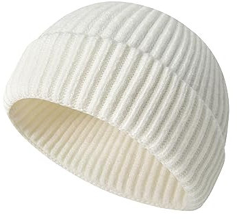 ANEWISH Unisex Beanie Mütze Herren Damen Strickmützen Warme Wintermütze Weiß