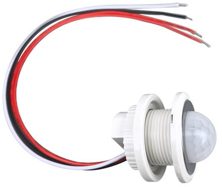 STBTECH 12V Bewegungsmelder mit Tageslichtsensor, DC5-24V 60W PIR Motion Sensor für LED-Beleuchtung, automatische Lichtsteuerung, 3 Modi & einstellbare Verzögerungszeit, Durchmesser 26mm (weiß)