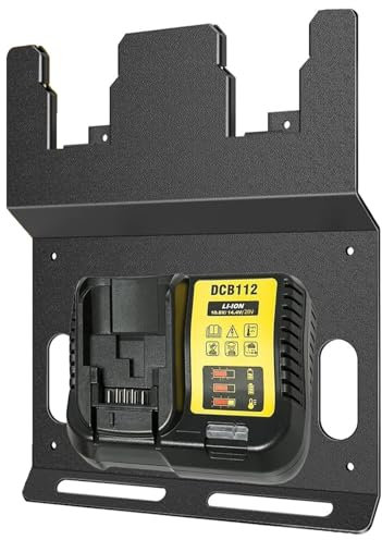 260 x 200 mm Wall Mount for DeWalt 20 V Battery and for Dewalt Charger, Wall Mount for Charger, Versatile, Flexible and Space-saving, for Use in Tool Rooms and Garages (Black)