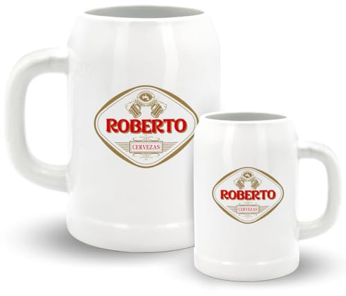 DEREGALOOS Jarra de Cerveza de Cerámica personalizada. Jarras de cerveza originales con nombre. Regalo Original día del Padre. (Cerveza)
