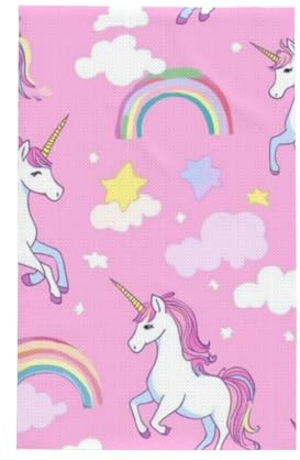 Kaifanee Waffelgewebe Küchentücher, Einhorn Regenbogen Rosa Ultra saugfähig & schnell trocknend Geschirrtücher Geschirrtücher für Geschirr, Hände & Reinigung