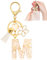 Porte-clés pour Fille Lettre, Porte-clés pour Femme avec Lettre Initiale, Alphabet Pendentif Initiale en Résine, Keyring avec Pendentif Amour et Pampille, Cadeau pour Femme Beige-M