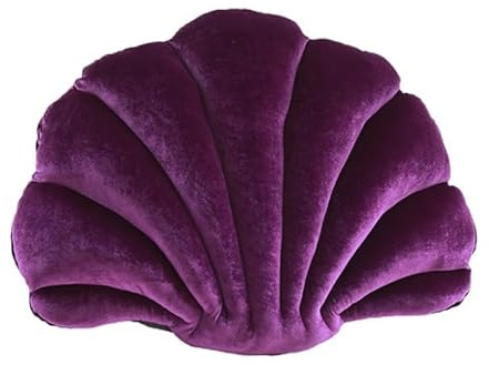LEEMASING Muschelkissen, Meeresform, dekoratives Prinzessinnen-Wurfkissen, 3D-Samt, weich, für Sofa, Schlafzimmer, Wohnzimmer (Dunkelviolett)