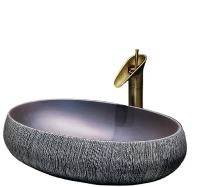 GKJHTED Bathroom Vessel Sink Bowl Basin Vintage Bathroom Sinks Household Art Countertop Ceramic Washbasin Bathroom Balcony Outdoor Sinks Lavatory Ab