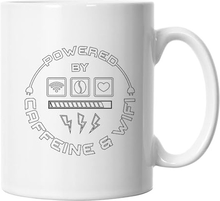 Secret Santa Gaming Gamer Mug, Powered by Caffeine and WiFi Mug