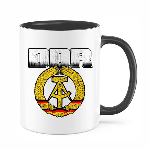 DDR Tasse | Kaffeetasse & Kaffeebecher – Ostdeutschland Deutschland Retro Geschichte Geschenk | M1 Weiß-Schwarz