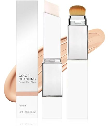 Color Changing Foundation Stick mit Pinsel,2-in-1 Feuchtigkeitsspendende Foundation für Reife Haut, Farbwechselndes Face Make up stick, für Alle Hauttypen