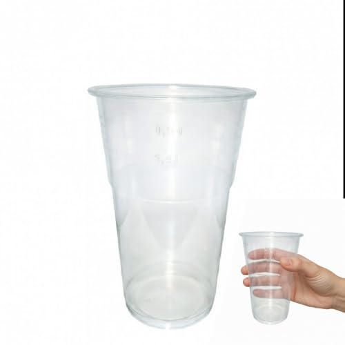 Sanjoma Chemical Solutions vasos de plástico 500 ml transparentes translúcidos, vaso PP (polipropileno) para servir bebidas en fiestas, eventos, catering y hostelería (100, 500ml)