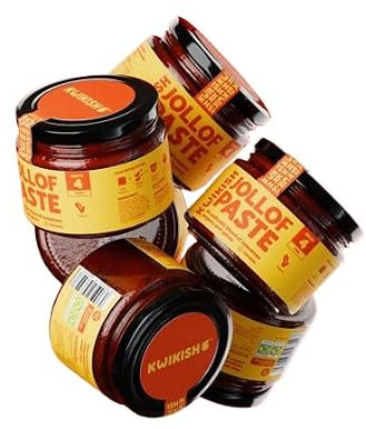 Kwikish Jollof Paste, Authentic West African, Ready-to-Use, Natural, Vegan Cooking Base, Tomato, Pepper, Herbs, Garlic & Ginger Paste for Jollof Rice, Stews, Pasta, Marinades & Sandwiches, Pack of 6