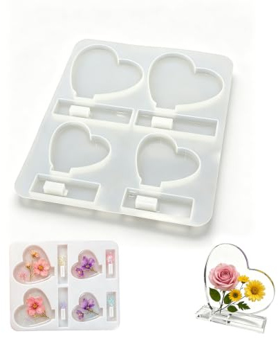 Molde de silicona de corazón para resina epoxi, molde de fundición 3D | molde de yeso, adornos de corazón, manualidades, ideal para crear marcos de fotos y decoraciones personalizadas