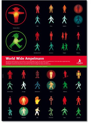 AMPELMANN Poster - Botschafter Ampelmännchen aus Aller Welt/Ampelwelt 4-farbig