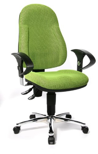 Topstar Wellpoint 10 Deluxe, ergonomischer Bürostuhl, Schreibtischstuhl, Muldensitz, inkl. höhenverstellbare Armlehnen, Stoffbezug apfelgrün