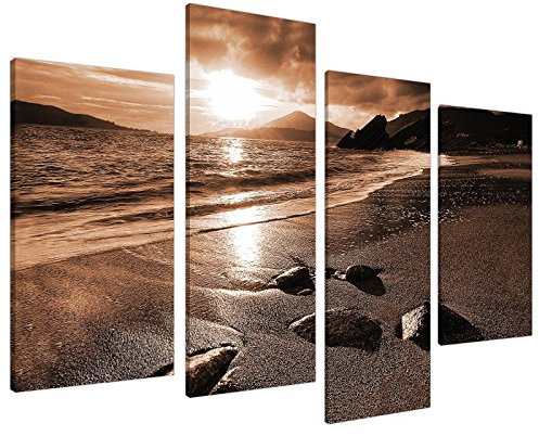 Wallfillers Large Brown Sepia Beach Canvas Wall Art Pictures 130cm Prints XL 4076