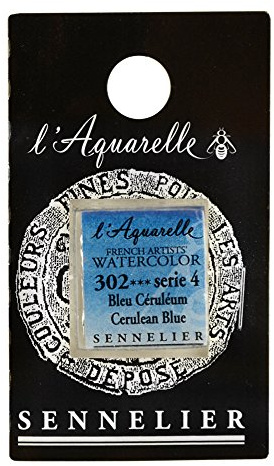 SENNELIER L'Aquarell French Watercolor Half Pan Replacement, Cerulean Blue