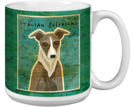 Tree-Free Greetings XM28076 John W. Golden Artful Jumbo Mug, 20-Ounce, White and Grey Italian Greyhound