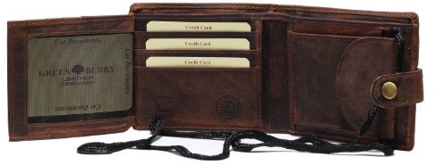 Greenburry Geldbörse zum Umhängen Leder Geldbeutel braun | 14x10,5x2,5cm