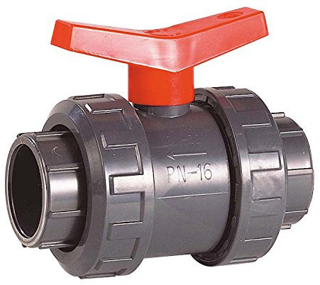 Sferaco - Vannes PVC pression pour piscines - Vanne à sphère PVC à coller Industrie PN16 Ø50 - Manette rouge -