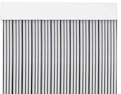 MERCURY TEXTIL Cortina para Puerta Tiras PVC 210x90cm,Cortina para Puerta Exterior (Transparente+Filo Negro P4)