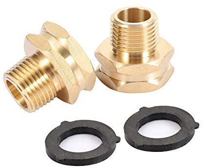 Garden Hose Adapter,3/4GHT Female x 1/2 NPT Male Connector,GHT to NPT Adapter Brass Fitting,Brass Pipe to Garden Hose Fitting Connect (2 Pack) (1/2NPT)