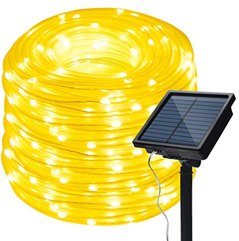 Solar Rope Lights Outdoor,KINGCOO Waterproof 72FT 200LED Tube Copper Wire Pipe Twinkling Solar Fairy String Lights for Garden Yard Home Wedding Party Christmas Lighting Decorations (Warm White)