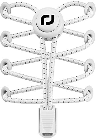 RJ-Sport Elastische Schnürsenkel mit Schnellverschluss - Schnellschnürsystem für Einzigartigen Komfort und Starken Halt (Reflektierendes Weiß)