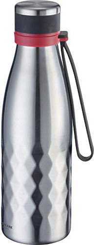 Westmark Botella térmica, Capacidad para 8 horas de frío/calor, Resistente al dióxido de carbono, 550 ml, Acero inoxidable/silicio/plástico, Sin BPA, Viva, Plateado/rojo, 5282226S