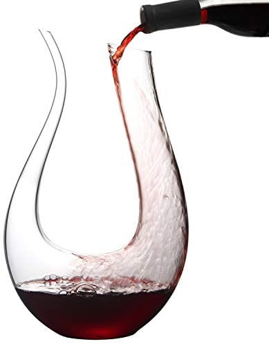 NUTRIUPS Wine Decanter, Red Wine Decanter Carafe, Lead- Wine Carafe, Wine Aerating Decanter, Red Wine Decanter, U Shape Decanters for Red Wine, 1.5L Decanter Carafe with Brush