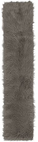 Pure Label Schaffell- Lammfell- Kunstfell- Läufer für Wohn und Schlafzimmer. Dekofell für den Tisch (Taupe/Braun - 30 x 140 cm)