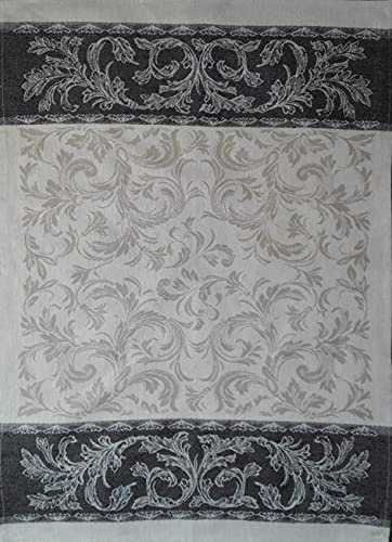 KRACHT Geschirrtuch Jacquard Halbleinen Paisley Grau 50x70 cm