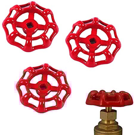 N\A 3 Pcs Faucet Handle Gate Valve Red Valve Handwheel Valve Replacement Faucet Handle Valve for Faucet